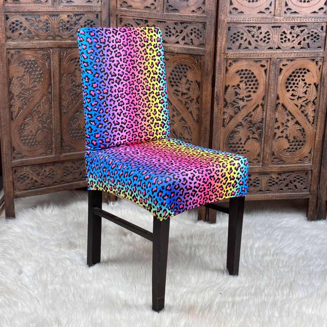 Leopard rainbow Elastic Chair Covers JustKavar