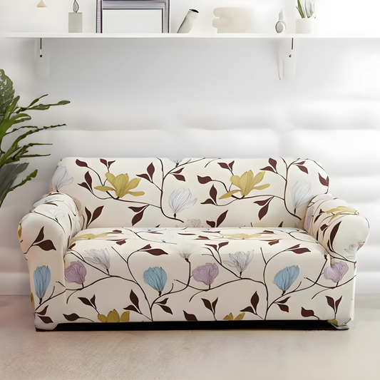 Blooming Beige Elastic Sofa Slipcovers